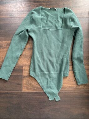 Abercrombie & Fitch Ribbed Long Sleeve Bodysuit - Green